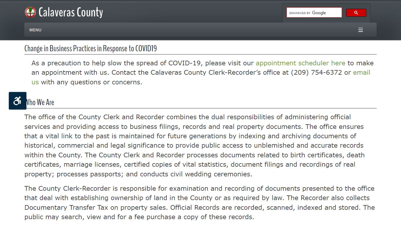 Recorder - Calaveras County, California